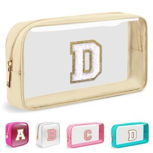 Small Clear Personalized Initial Makeup Bag,nylon Preppy A-z Chenille Letter🐱